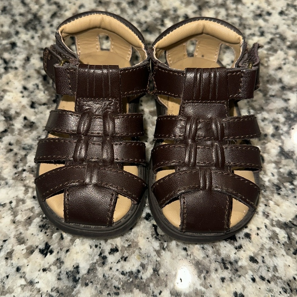 Scott David Leather Sandals Brown with Velcro adjustable closure Size 3 Baby